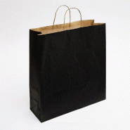 Sac kraft noir poignées torsadées 45x49x15cm - très grand format - par 50