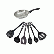 Set poêle 20 cm en inox et 6 ustensiles Fackelmann Geneva - multi-matériau 3176239944082