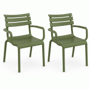 SIESTA EXCLUSIVE Lot de 2 Fauteuils d'Extérieur Paris Lounge Armchair Vert Olive - vert plastique polypropylène SP-SI-275OG-2