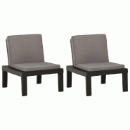 VidaXL Chaises De Salon De Jardin Et Coussins Lot De 2 Plastique Gris - gris 3059824