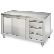 Armoire inox sur pieds 160x70cm - tiroirs à droite_0