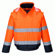 Blouson HV 2-en-1 HV doublé polaire - Orange/Marine / XXL