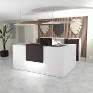 Bureau d'accueil avec retour Delta blanche avec réhausse. - 244, Wenge, Droite, Blanc, Oui_0