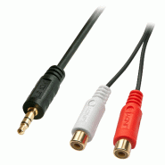 Câble audio Lindy 35678, 0,25 m, 2 x RCA, 3,5 mm, Noir, Rouge, Blanc - multicolore 35678