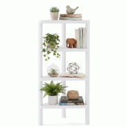 COSTWAY Étagère d'angle 4 niveaux, présentoir en PP, moderne, au sol, Blanc - blanc plastique polypropylène VL32647IT