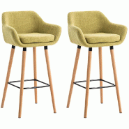 Décoshop26 - Lot de 2 tabourets de bar design et confortable en tissu vert clair avec accoudoirs et repose-pieds 10_0000272 - 3000862069600