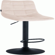 Décoshop26 - Tabouret de bar x1 moderne en velours crème motif matelassé piètement trompette métal noir 10_0005666 - beige métal 3000265146724