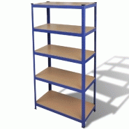 étagère de rangement charge lourde robuste atelier garage outils 180 cm acier mdf bleu 02_0000690