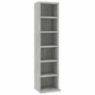 Helloshop26 - Armoire à CD 21 x 20 x 88 cm avec 6 compartiments pratiques style moderne bureau en bois d'ingénierie gris béton 02_0047646 - gris Bo