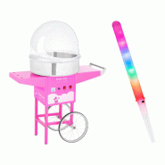 Helloshop26 - Kit machine barbe à papa avec chariot coupole de protection et bâtonnets lumineux 52 cm 1 200 watts rose 14_0000218 - 3000153818986_0