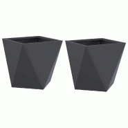 Helloshop26 - Lot de 2 jardinières carrées modernes extérieur 30 x 30 x 30 cm en acier anthracite 02_0053053 - acier 3000237730777