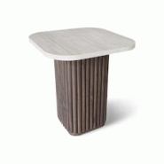 Now's Home - Table D'appoint Carre Effet Travertin Naturel/ Noyer 40x40x40cm Esther - 3256390252186 Now's Home - Table D'appoint Carre Effet Travertin Naturel/ Noyer 40x40x40cm Esther - 3256390252186