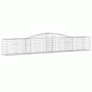 Panier de gabions clôture cage mur de soutènement arqué 400 x 50 x 60/80 cm fer galvanisé Argent 02_0040100 - métal 3000218967239