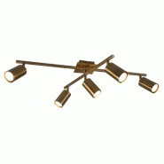 Plafonnier 5 spots GU10  laiton fumé métal orientable - Trio - Marley - doré métal 4017807490619