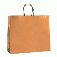 Sac papier cuivre poignées torsadées 35x31+13cm - par 25 - couleur cuivre, robuste