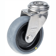 Roulette pivotante de 75 mm en acier inoxydable avec thermoplastique gris conducteur d'électricité Roulette pivotante de 75 mm en acier inoxydable avec thermoplastique gris conducteur d'électricité