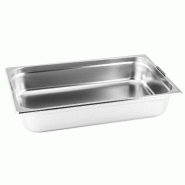 Bac GN Gastronorm 1/1 100 mm avec poignées tombantes en inox GVK ECO - argenté inox GN-1/1-Var-100H