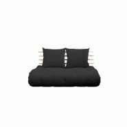 CANAPÉ LIT FUTON SHIN SANO GRIS FONCÉ ET PIN MASSIF COUCHAGE 140*200 CM.