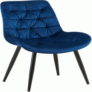 Décoshop26 - Chaise de salle à manger x1 en velours bleu foncé cadre en métal noir confort & élégance intemporelle 10_0007222 - bleu métal 3000
