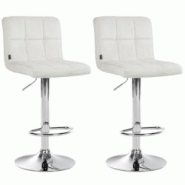 Décoshop26 - Lot de 2 tabourets de bar en velours crème avec coutures décoratives pied en trompette métal chromé 10_0004389 - 3000252077628 Décoshop26 - Lot de 2 tabourets de bar en velours crème avec coutures décoratives pied en trompette métal chromé 10_0004389 - 3000252077628