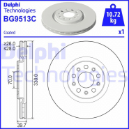 Disque de frein ventilé Delphi BG9513C - avant - boîte de 1 disque Disque de frein ventilé Delphi BG9513C - avant - boîte de 1 disque