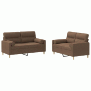 Ensemble de canapés 2 pcs avec coussins marron tissu Modèle Étoile Horizon - 8721012065543