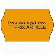 Étiquette Meto - Format 26x16 mm - Orange - Prix/Kg/L - x 43 200