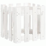 Helloshop26 - Jardinière bac lit surélevé plantes fleurs terrasse jardin avec design de clôture 40 x 40 x 40 cm pin massif blanc 02_0038095 - 3000 Helloshop26 - Jardinière bac lit surélevé plantes fleurs terrasse jardin avec design de clôture 40 x 40 x 40 cm pin massif blanc 02_0038095 - 3000