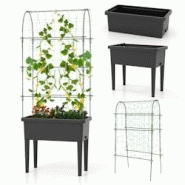 Helloshop26 - Jardinière surélevée à arrosage automatique avec treillis lit de jardin avec indicateur de niveau d'eau trou de 20_0008643 - 3000202 Helloshop26 - Jardinière surélevée à arrosage automatique avec treillis lit de jardin avec indicateur de niveau d'eau trou de 20_0008643 - 3000202