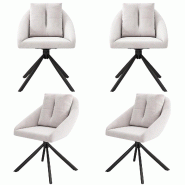 Merax Chaise de salle à manger (pivotante à 360°, lot de 4), lot de 4 chaises pivotantes rembourrées avec coussins de dossier, chaise de salon, be