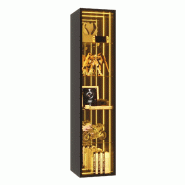 Merax Vitrine LED 30 × 30 × 160 cm, vitrine en Verre Noir, vitrine avec Porte à Cadre en Aluminium, étagères réglables, Verre trempé - noir mul