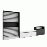 SKRAUT HOME Ensemble Meuble TV, 360x186x35cm, Pour les TV jusqu'à 65", Salon Complet, Blanc et noir - blanc Bois manufacturé 110_1
