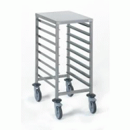 Tournus CHARIOT A GLISSIERES GASTRONORME SOUDE GN 1/1, 8 niveaux espace 81 mm avec tablette supérieure dimensions 656 x 457 mm hauteur 900 mm - gris