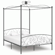 VidaXL Cadre de lit à baldaquin sans matelas gris métal 180x200 cm Modèle Zervelion - 284485