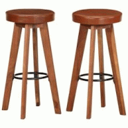 VidaXL Chaises De Bar Lot De 2 Cuir Véritable Et Bois D Acacia Solide - 246260 VidaXL Chaises De Bar Lot De 2 Cuir Véritable Et Bois D Acacia Solide - 246260