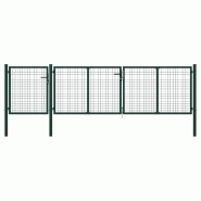 Vidaxl portail de jardin acier 400 x 100 cm vert 144311