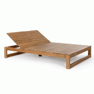 Bain de soleil double Danubio en teck normes FSC 140 x 200 x 70 cm