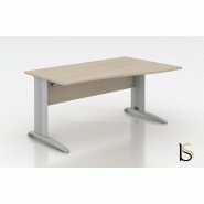 Bureau vague Sigma - Mobel Linea - Argent Ral 9006, 140, Acacia foncé, Droite