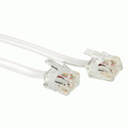 Câble RJ11 6 pôles, 4 contacts, blanc, 6 m