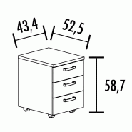 Caisson à roulettes 3 tiroirs uni - MOBEL LINEA - Gris anthracite_0
