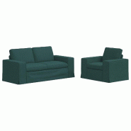 Canapé 2 pcs Vert foncé 182 x 80 x 82 cm tissu Modèle Apex Prestige Élite - Matériau naturel 8721364374348