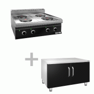 Cuisinière électrique - 9,2 kW - 4 plaques rondes - incl. Soubassement avec 2 portes  - Mario 700 | GGM -EHK873E-GK866T