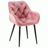 Décoshop26 - Chaise de salle à manger x1 design et moderne assise en velours rose et pieds en métal noir 10_0001496 - noir 3000250509893 Décoshop26 - Chaise de salle à manger x1 design et moderne assise en velours rose et pieds en métal noir 10_0001496 - noir 3000250509893
