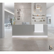 Grand bureau d'accueil droit Delta Plus - Mobel Linea - gris satin, 284, Oui_0