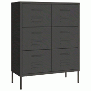 Helloshop26 - Armoire à tiroirs 80 x 35 x 101,5 cm 6 tiroirs avec glissières en acier anthracite robustesse moderne 02_0046841 - acier 3000234456687