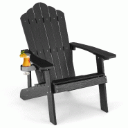 Helloshop26 - Chaise extérieure jardin 85 x 77 x 94 cm porte-gobelet ergonomique cosy en HIPS noir 20_0020170 - noir inox 3000233342523