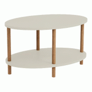 Helloshop26 - Table basse console d'appoint ovale 43 x 70 x 44 cm grège naturel 03_0010827 - 3000225430047