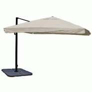 Mendler Parasol de signalisation pour la gastronomie HWC-A96, 3,5x3,5m (Ø4,95m) polyester alu/acier 25kg ~ Flap, gris crème avec support, pivotant -