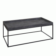 Mendler Table basse HWC-K71, Table basse table d'appoint, bois massif métal 46x110x60cm ~ gris foncé - marron Bois massif 96867