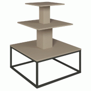 Présentoir 3 niveaux base métal noir Vertigo taupe 90x90x117cm